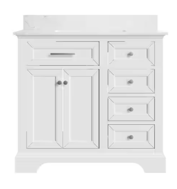 (AT) 36" Freestanding White Vanity