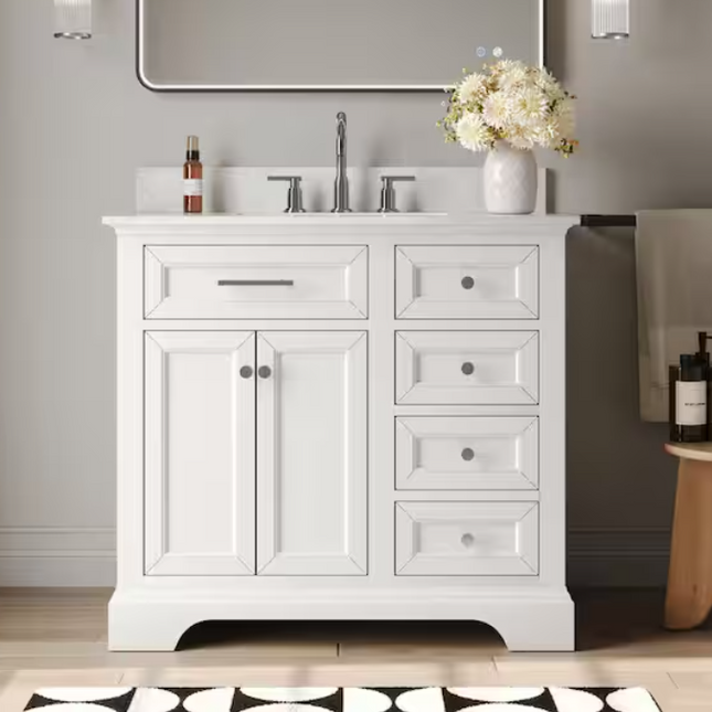 (AT) 36" Freestanding White Vanity