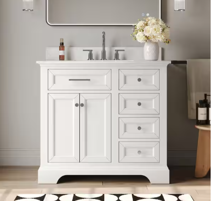 (AT) 36" Freestanding White Vanity
