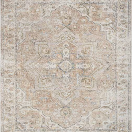 Astra Machine Washable Beige 9 ft. x 12 ft. Distressed Traditional Area Rug