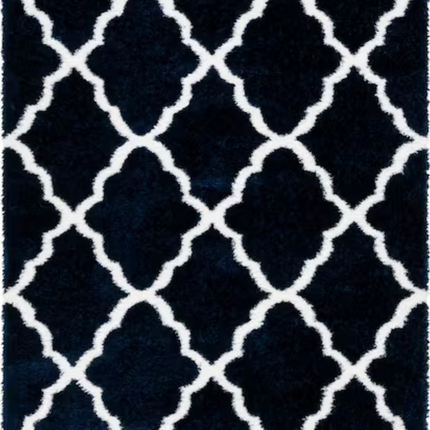 8x10 Blue Trellis Tile Shag Rug