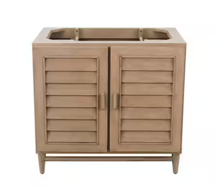 James Martin Vanities Portland 36 in. W x 23.5 in.D x 34.3 in. H Single Vanity in Whitewashed Walnut (no top)