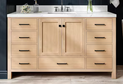 ARIEL Cambridge 60 in. Single Sink Freestanding Bathroom Vanity in Oak with Carrara White Quartz Top