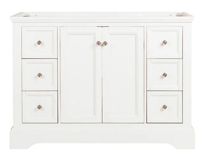 (O) Windsor 48" Matte White Traditional Bathroom Cabinet
