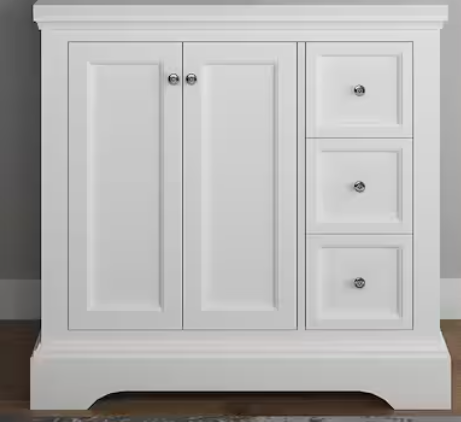 (D) Windsor 36" Matte White Traditional Bathroom Cabinet