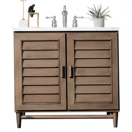 James Martin Vanities Portland 36 in. W x 23.5 in.D x 34.3 in. H Single Vanity in Whitewashed Walnut (no top)