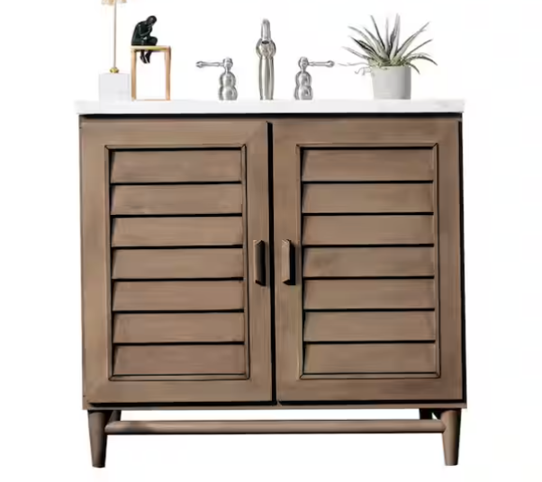 James Martin Vanities Portland 36 in. W x 23.5 in.D x 34.3 in. H Single Vanity in Whitewashed Walnut (no top)