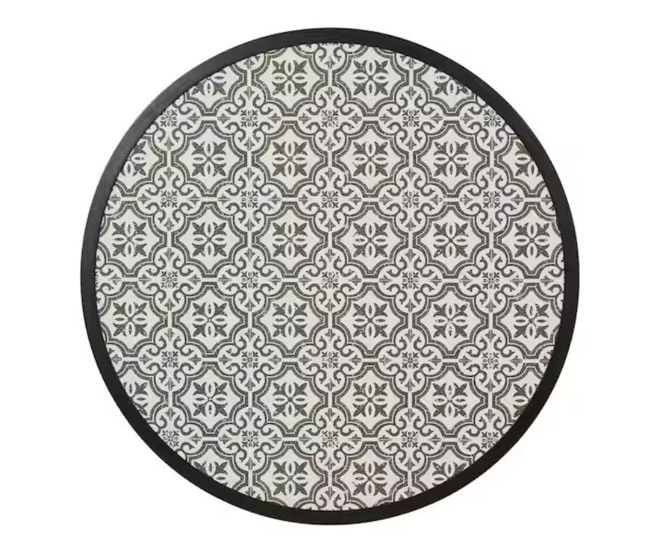 Hampton Bay Mix and Match Round Metal Outdoor Coffee Table with Ceramic Tile Top