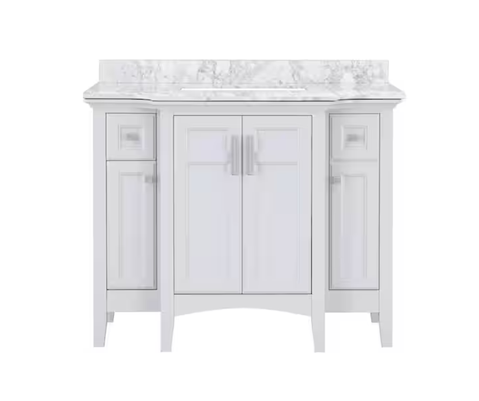 Home Decorators Collection Sassy 42 in. W x 22 in. D x 34 in. H Single Sink Bath Vanity in Dove Gray with Carrara Marble Top