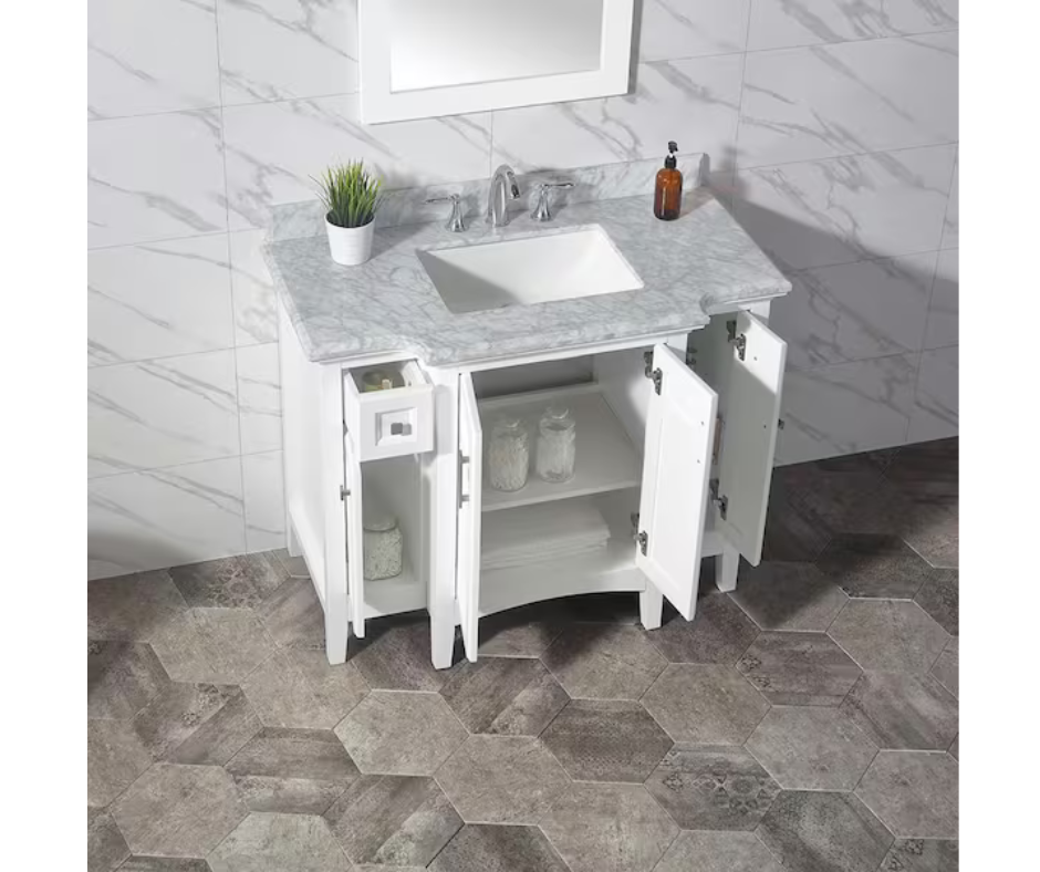 Home Decorators Collection Sassy 42 in. W x 22 in. D x 34 in. H Single Sink Bath Vanity in Dove Gray with Carrara Marble Top