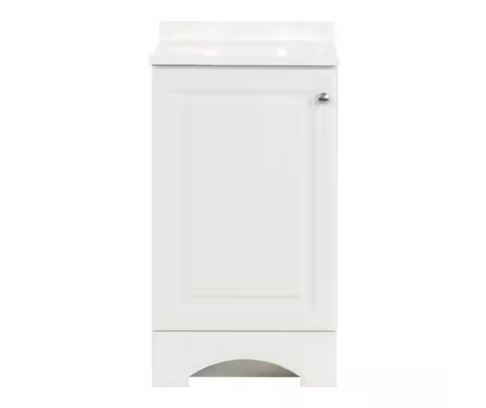 Glacier Bay 19 in. W x 18 in. D x 34 in. H Single Sink Freestanding Bath Vanity in White with White Cultured Marble Top