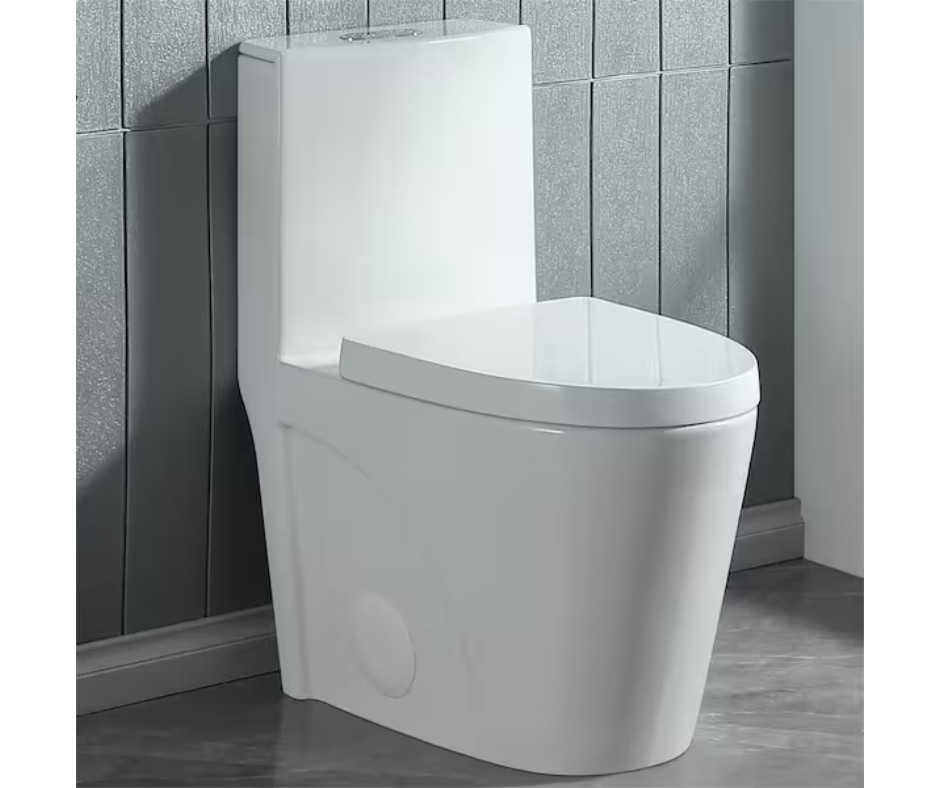 Abruzzo Lux 1-Piece Toilet 1.1/1.6 GPF Dual Flush Elongated Toilet 12 in. Rough In Toilet in Glossy White