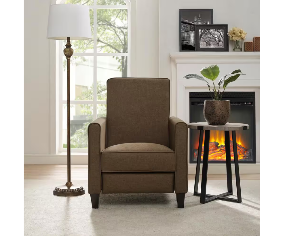 HOMESTOCK Chocolate, Push back Recliner Chairs, Breathable Linen Recliner with Adjustable Footrest, Small Recliners