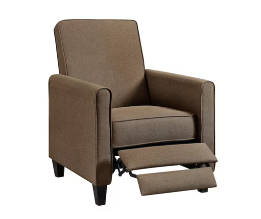 HOMESTOCK Chocolate, Push back Recliner Chairs, Breathable Linen Recliner with Adjustable Footrest, Small Recliners