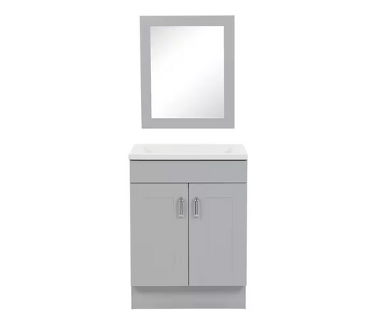 24 in. W x 19 in. D x 33 in. H Single Sink Freestanding Bath Vanity in Pearl Gray with White Cultured Marble Top