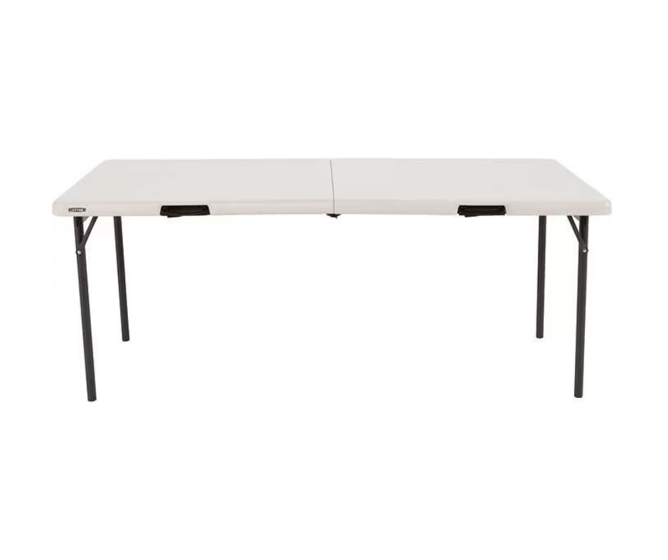 72"L x 30"W x 29"H - Lifetime Commercial Fold-In-Half Table, Almond