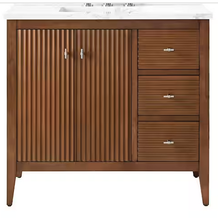 (T) Vanity Art 36" Single Sink Walnut & Marble Top Vanity