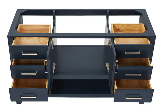 (V) Ariel Magnolia 54" Midnight Blue Bathroom Vanity Base Cabinet without Top