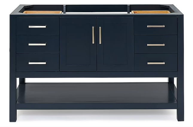 (V) Ariel Magnolia 54" Midnight Blue Bathroom Vanity Base Cabinet without Top