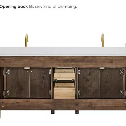 (W) Altair Cerrito 72" Double Sink Oak Vanity & Stone Top