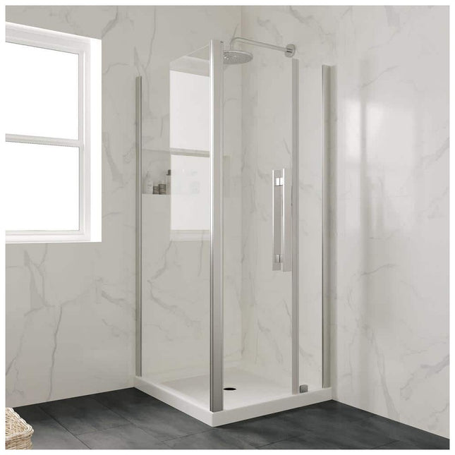 OVE Decors 34 in. L x 32 in. W Alcove or Corner Shower Pan Base Square with Center Drain, White Acrylic, Reversible Design 15SBR-BALI34-WH