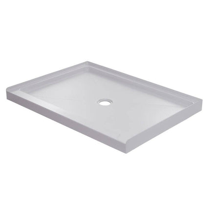 CRAFT + MAIN 48 in. L x 34 in. W x 4 in. H Single Threshold Alcove Shower Pan with Center Drain in White 4834C-W