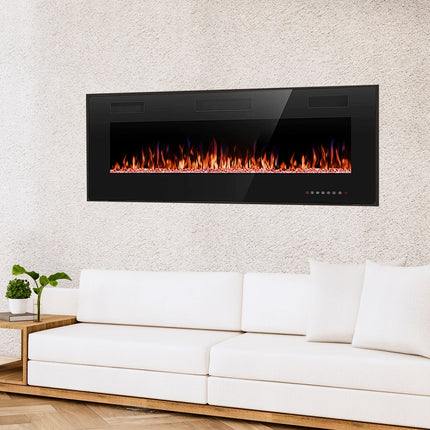 R.W.FLAME 50-in Black Wall Mount Ultra Slim LED Electric Fireplace with Remote Control
