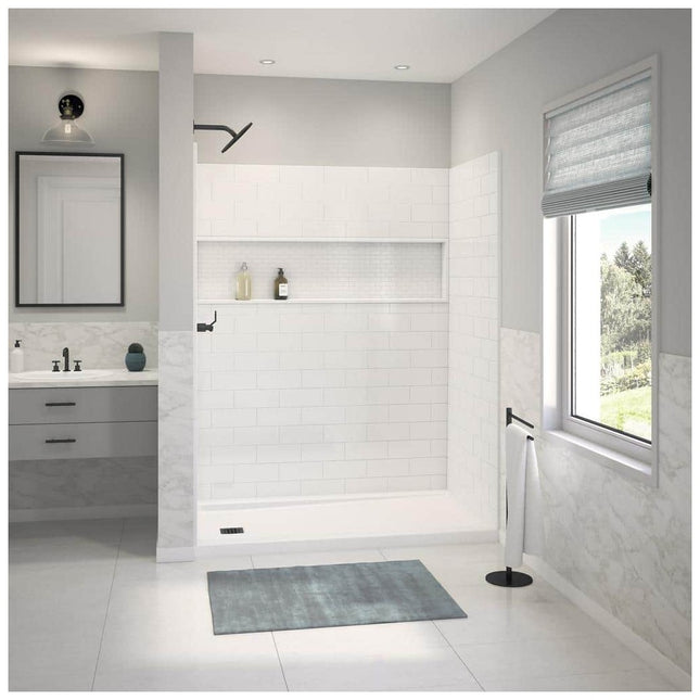 Bootz Industries NexTile 60 in. W x 30 in. D x 74 in. H Four-Piece Direct-to-Stud Composite Alcove Subway Tile Shower Wall Kit in White Z041-6000-00