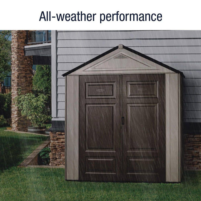 Rubbermaid Big Maximum Junior, 3 ft. 5 in. x 7 ft. W x 8 ft. D Plastic Storage Shed, 147 sq. ft.