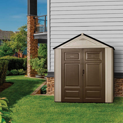 Rubbermaid Big Maximum Junior, 3 ft. 5 in. x 7 ft. W x 8 ft. D Plastic Storage Shed, 147 sq. ft.