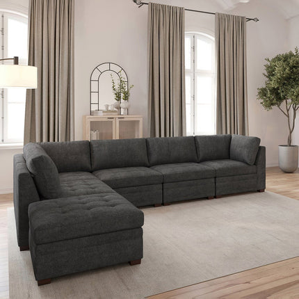 TISDALE 6PC FAB SECT GRAY - Dimensions