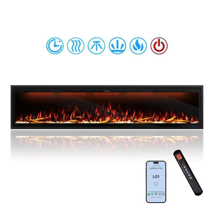 Clihome 74 in. W Wall-Mounted/Inserted Electric Fireplace in Metal Black CL-BI74Z