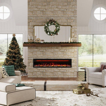 Clihome 74 in. W Wall-Mounted/Inserted Electric Fireplace in Metal Black CL-BI74Z