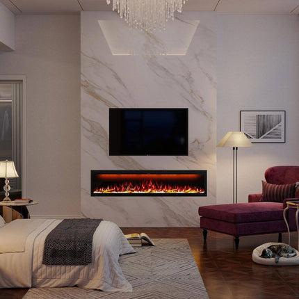 Clihome 74 in. W Wall-Mounted/Inserted Electric Fireplace in Metal Black CL-BI74Z