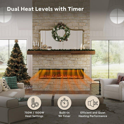 Clihome 74 in. W Wall-Mounted/Inserted Electric Fireplace in Metal Black CL-BI74Z