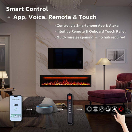 Clihome 74 in. W Wall-Mounted/Inserted Electric Fireplace in Metal Black CL-BI74Z