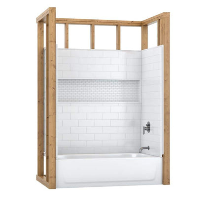 Bootz Industries NexTile 60 in. W x 32 in. D x 60 in. H Four-Piece Direct-to-Stud Composite Alcove Tub Surround in White Z041-5200-00