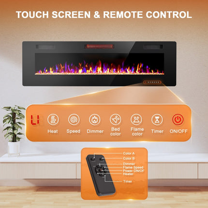 R.W.FLAME 50-in Black Wall Mount Ultra Slim LED Electric Fireplace with Remote Control