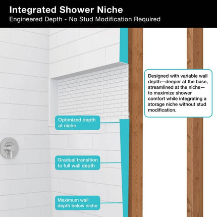 Bootz Industries NexTile 60 in. W x 32 in. D x 60 in. H Four-Piece Direct-to-Stud Composite Alcove Tub Surround in White Z041-5200-00