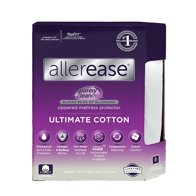 AllerEase Ultimate Protection and Comfort Temperature-Balancing Waterproof Mattress Protector (Queen Size))