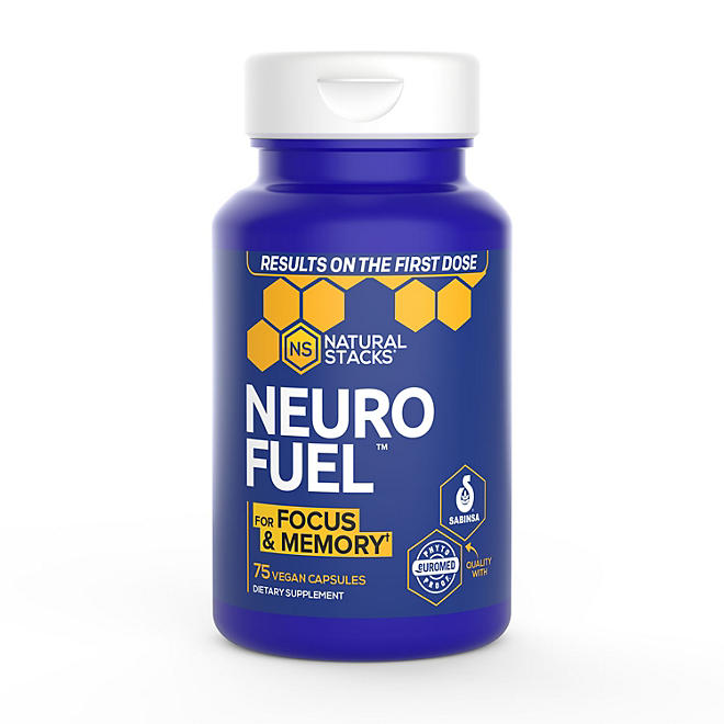 Natural Stacks Neuro Fuel Vegan Capsules for Focus and Memory 75 ct.