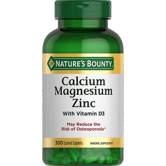 Nature's Bounty Calcium, Magnesium, Zinc Coated Caplets, 300 ct.