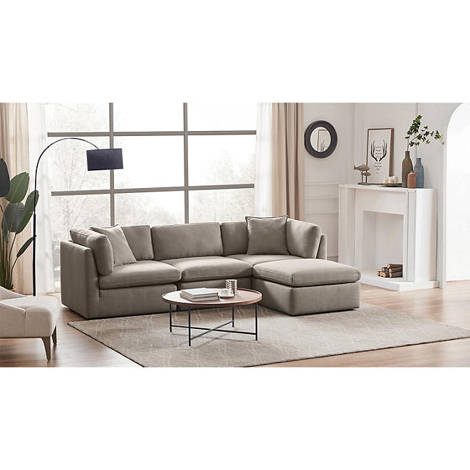 Member’s Mark Transitional Modular Fabric Sofa with Storage Ottoman - GRAY