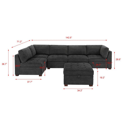TISDALE 6PC FAB SECT GRAY - Alternate Angle
