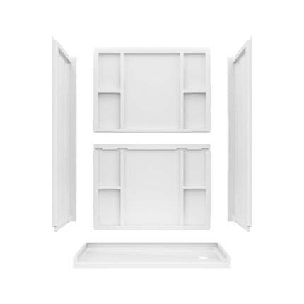MAAX Interflo 60 in. L x 30 in. W x 73 in. H 5-Piece Alcove Shower Kit with Direct-to-Stud Walls and Right Drain Shower Pan 107730-000-001-002