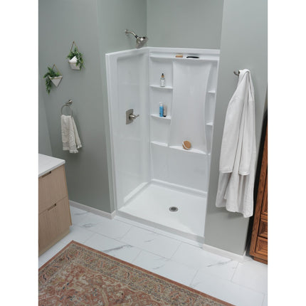Delta Classic 500 48 in. L x 34 in. W Alcove Shower Pan Base with Center Drain in High Gloss White B12135-4834-WH
