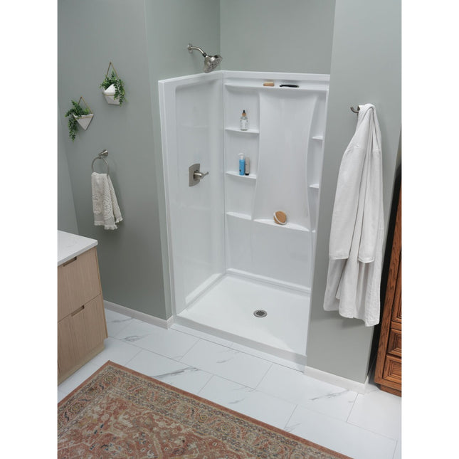 Delta Classic 500 48 in. L x 34 in. W Alcove Shower Pan Base with Center Drain in High Gloss White B12135-4834-WH