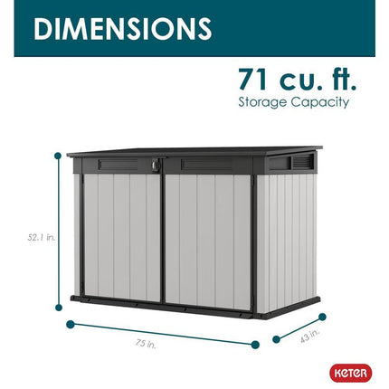 Keter Premier Jumbo 71 cu. ft. Outdoor Resin Horizontal Storage Shed with Floor, Grey (240794)