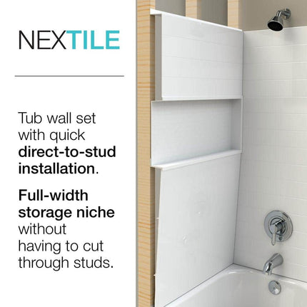 Bootz Industries NexTile 60 in. W x 32 in. D x 60 in. H Four-Piece Direct-to-Stud Composite Alcove Tub Surround in White Z041-5200-00