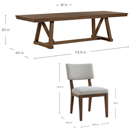 Pike & Main Mendocino dining set dimensions diagram